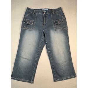 Duck Head Jeans Co Stretch Capri Jeans‎ Size 18 Blue Denim Cargo Pockets